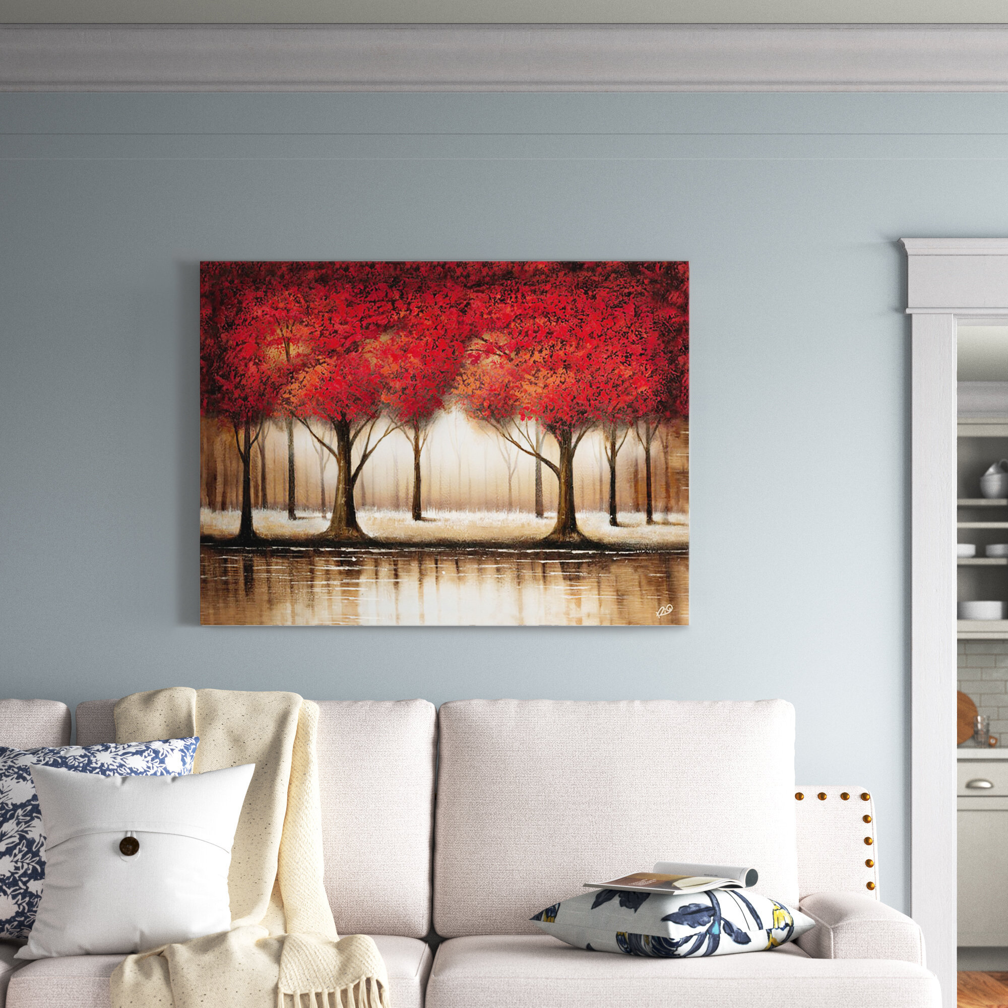 Wade Logan® Bernhild Parade of Red Trees - Graphic Art Print on Canvas ...